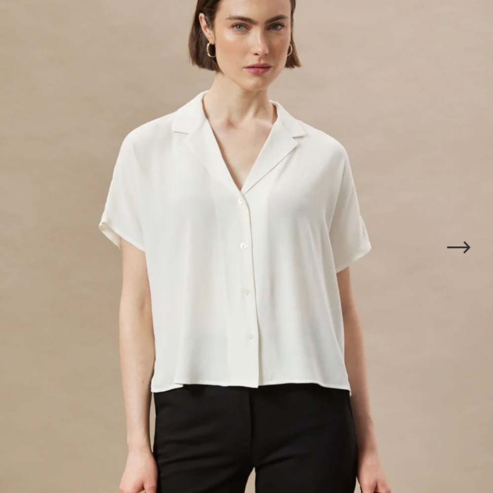 Frank and Oak M Camp Collar Blouse in White